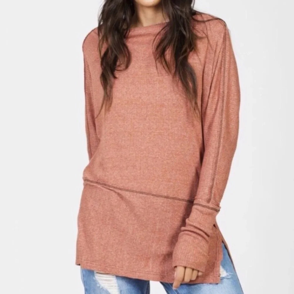 Free People We The Free Londontown Thermal Top in‎ Cinnamon Size S
